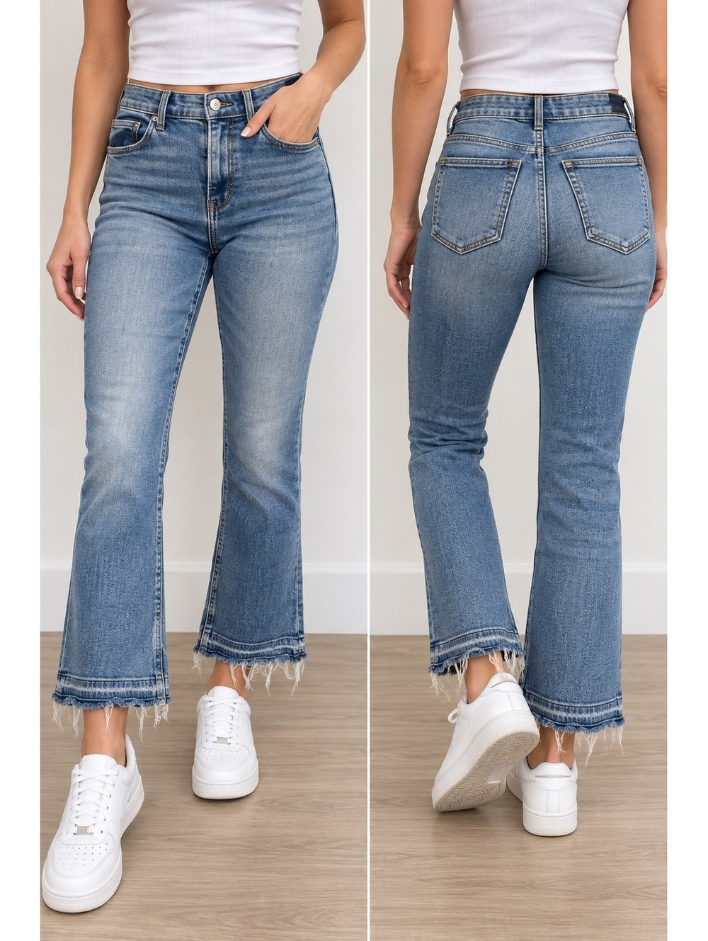 Abercrombie & Fitch High Rise Ankle Flare Jeans Women’s 27/4 Raw Hem